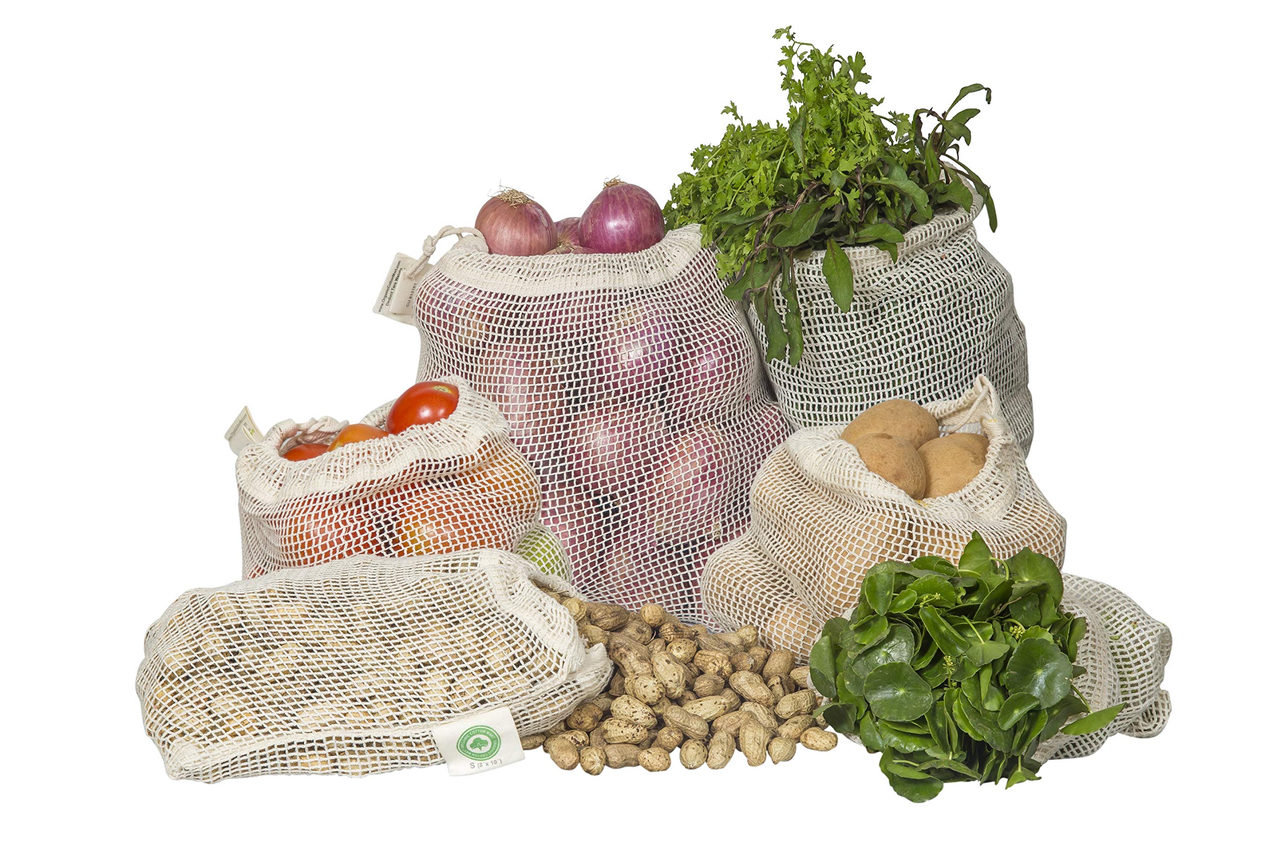 Organic Cotton Mart reusable mesh bags set of six for eco-friendly shopping