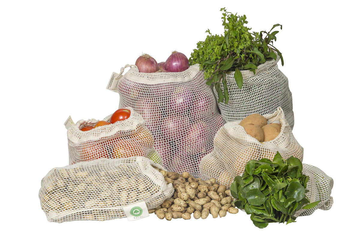 Organic Cotton Mart reusable mesh bags set of six for eco-friendly shopping