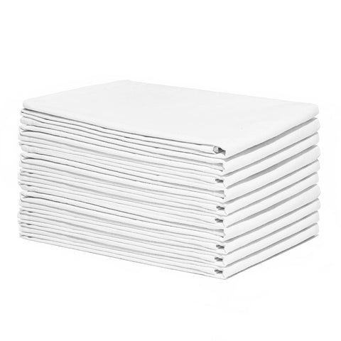 Organic Cotton Mart white dish towels 27x27 in a bright kitchen for quick drying.
