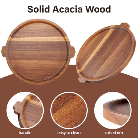 OrganicVilo acacia wood tray with handles for easy serving