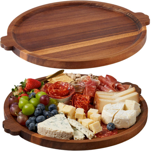 OrganicVilo charcuterie board round 13-inch in acacia wood for durability