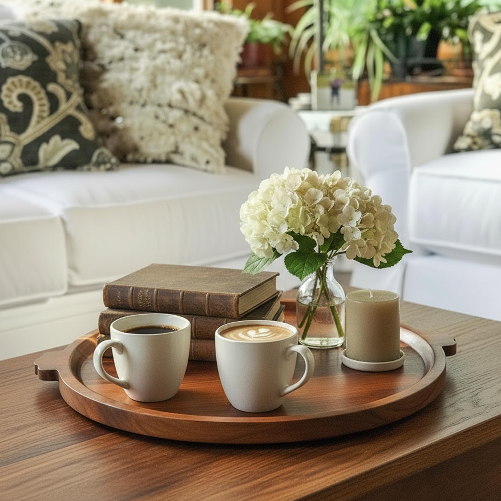OrganicVilo round tray with raised rim secures nibbles