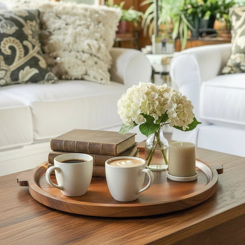 OrganicVilo round tray with raised rim secures nibbles