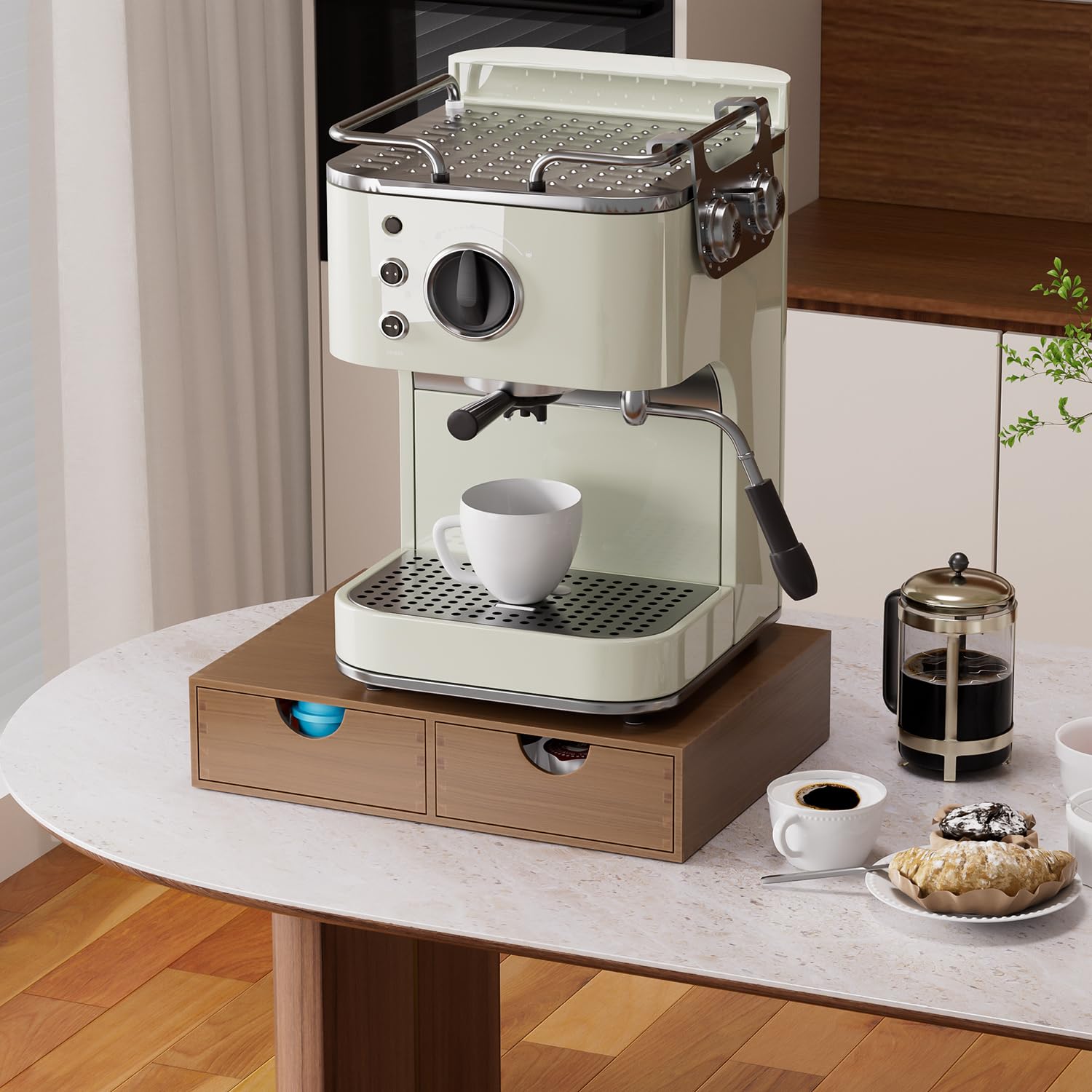 ORGMASTER Wooden K-Cup Holder 30-pod capacity supports busy mornings.