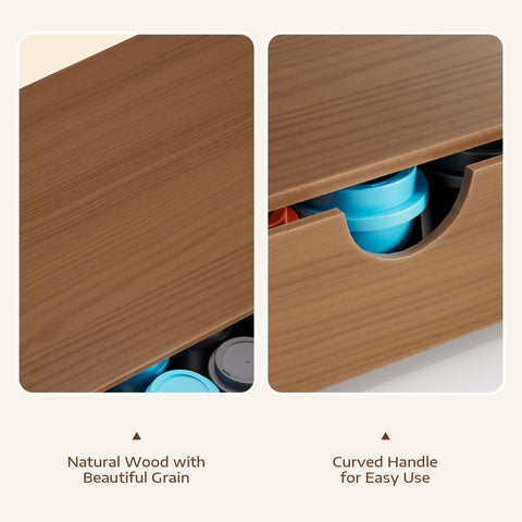 ORGMASTER Wooden K-Cup Holder as a base for compact machines adds style.