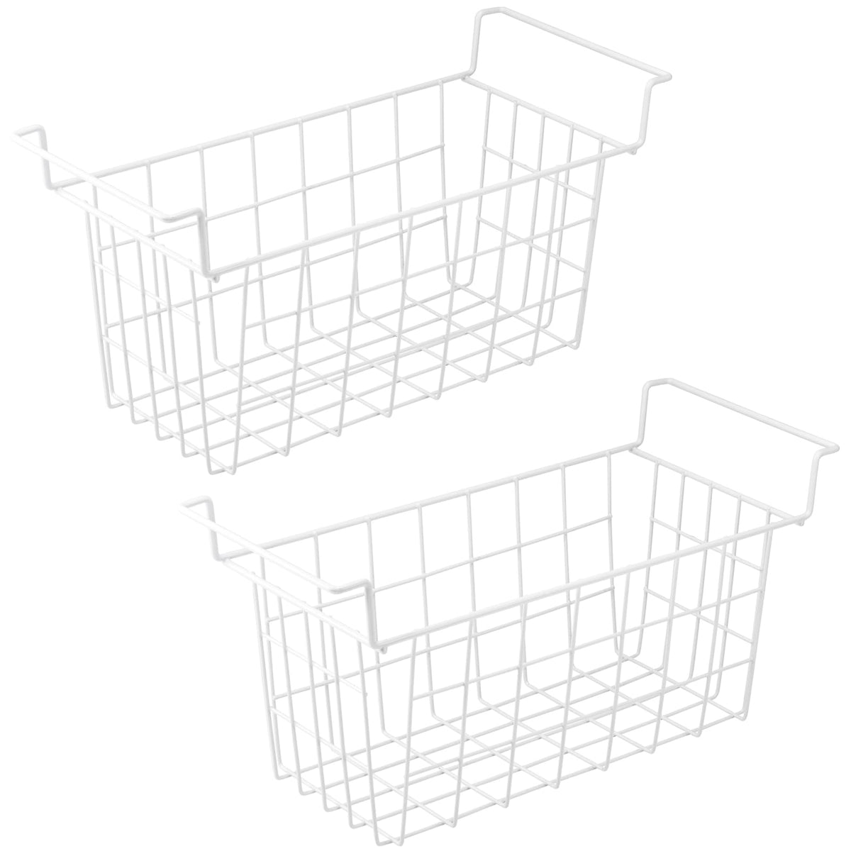 Orgneas 17.5-inch freezer organizer bin, side view, sturdy wire construction for easy access.