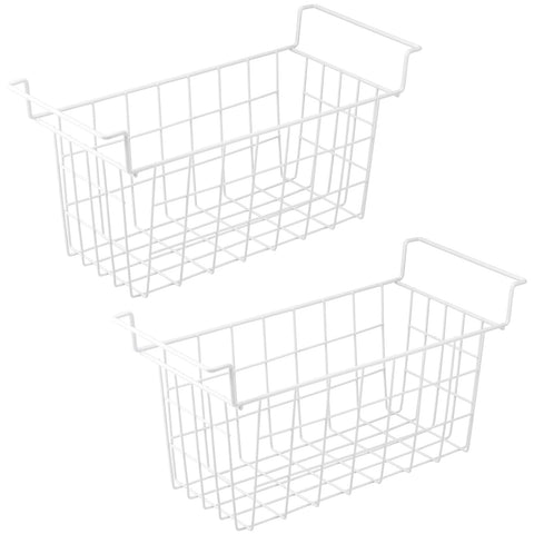 Orgneas 17.5-inch freezer organizer bin, side view, sturdy wire construction for easy access.