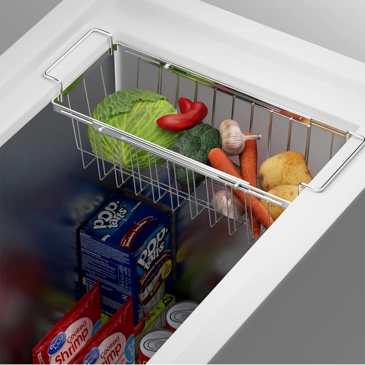 Orgneas Freezer Basket with Hanging Handles enables easy access at every level