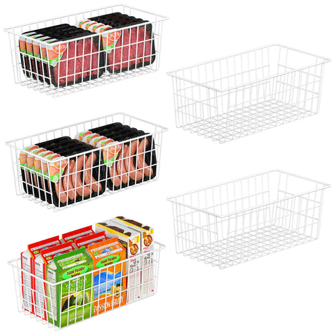 Orgneas Freezer Organizer Bin 5-Pack for tidy freezer storage and easy access.