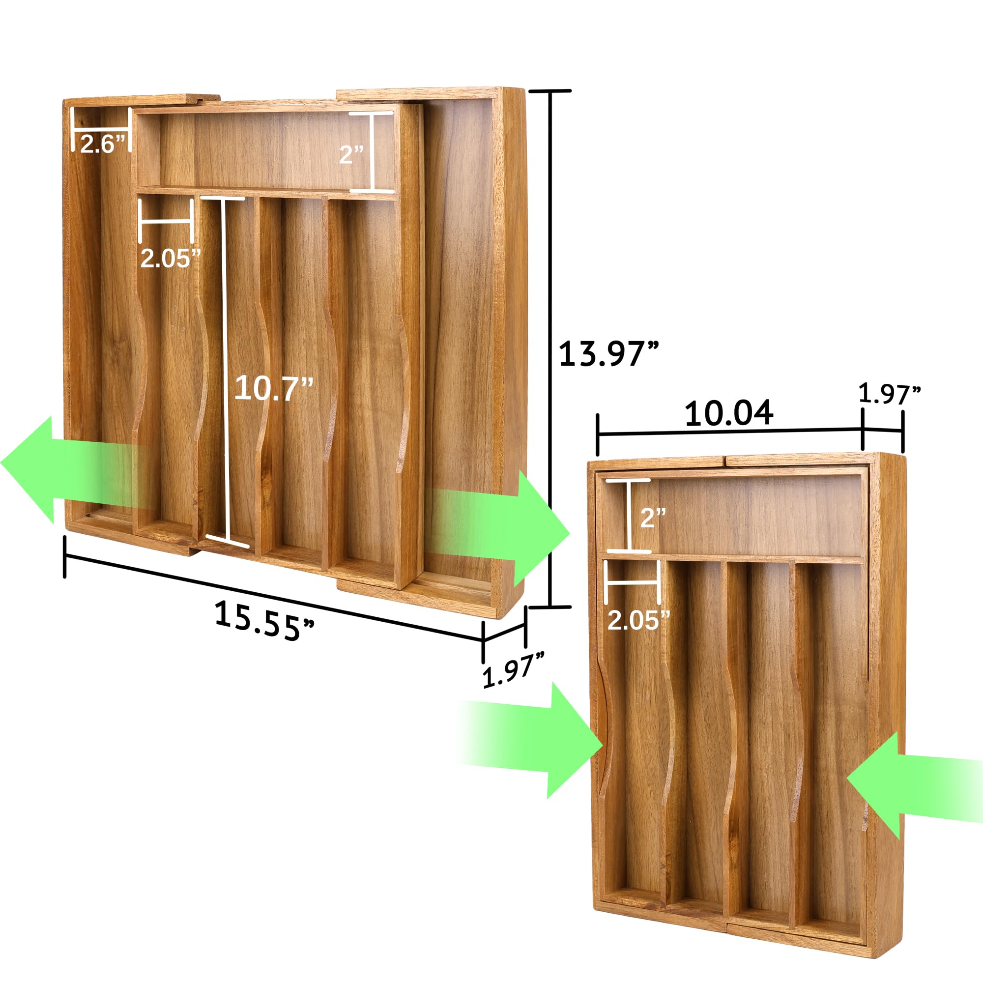 oridom expandable acacia drawer organizer extension open for adjustable storage