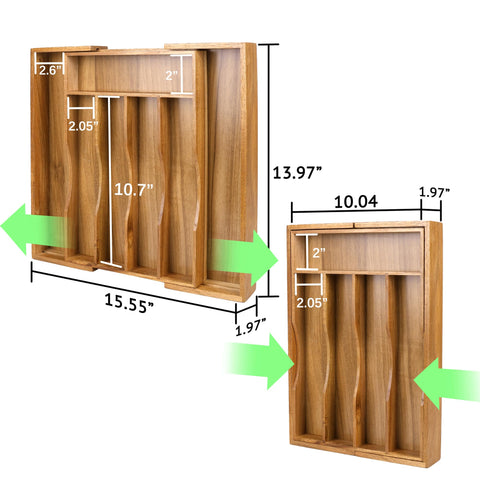 oridom expandable acacia drawer organizer extension open for adjustable storage