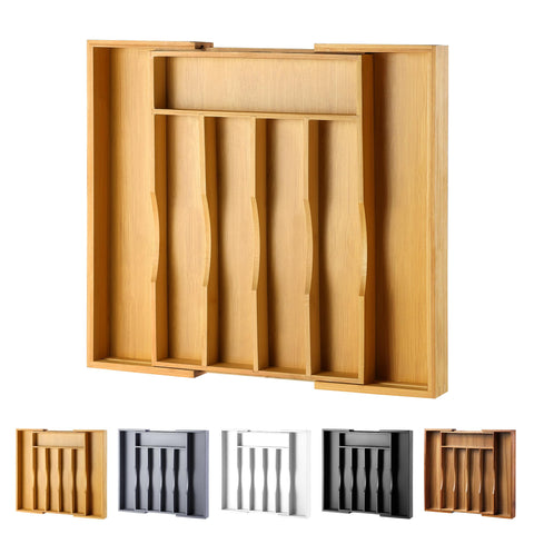 oridom expandable bamboo drawer organizer full view—tidy cutlery storage