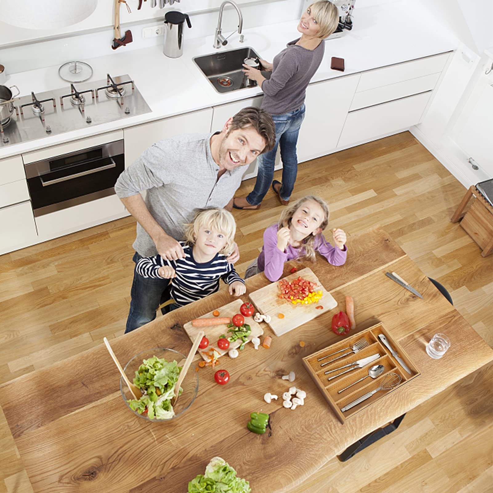 oridom expandable bamboo drawer organizer in-drawer use reduces clutter