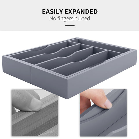 oridom Bamboo tray in kitchen drawer with ladles and whisks.