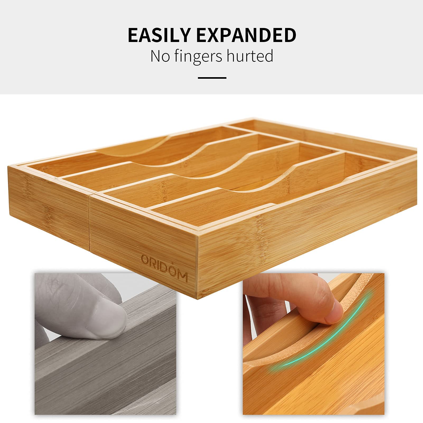 oridom expandable bamboo drawer organizer natural bamboo aesthetic complements modern kitchens