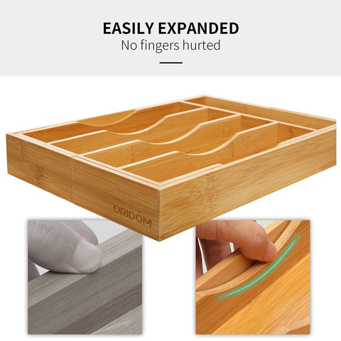 oridom expandable bamboo drawer organizer natural bamboo aesthetic complements modern kitchens