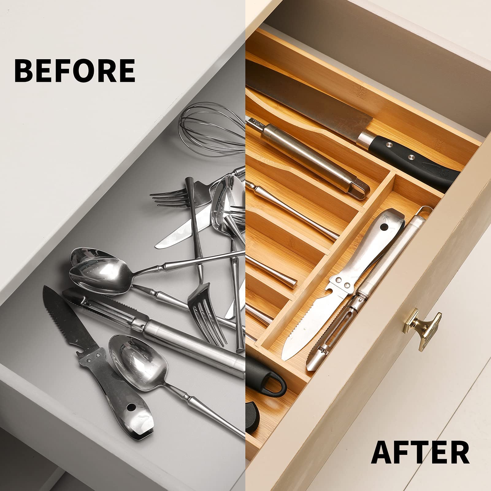 oridom expandable bamboo drawer organizer smooth sliding action for easy access