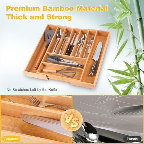 Oridom kitchen drawer organizer offers large capacity for spatulas, spoons, and ladles.