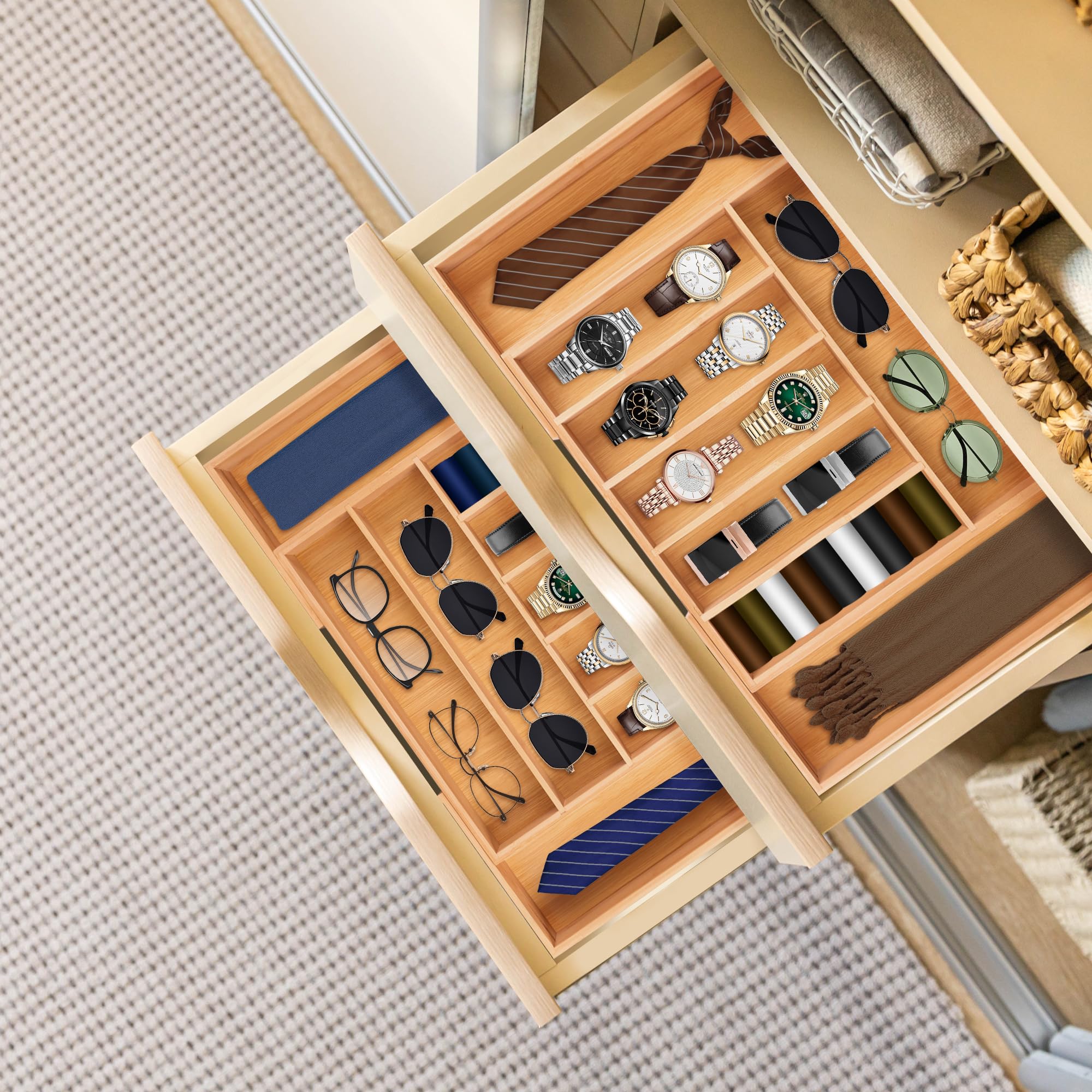 Oridom large drawer organizer helps keep flatware visible and easy to grab.