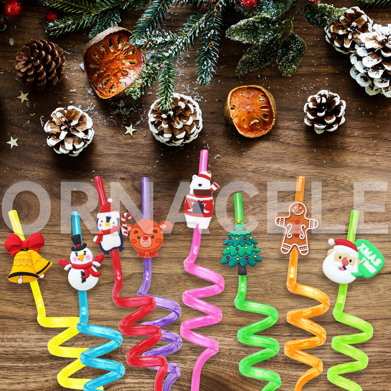 ORNACELE Christmas tree topper straw decorative ornament for parties.