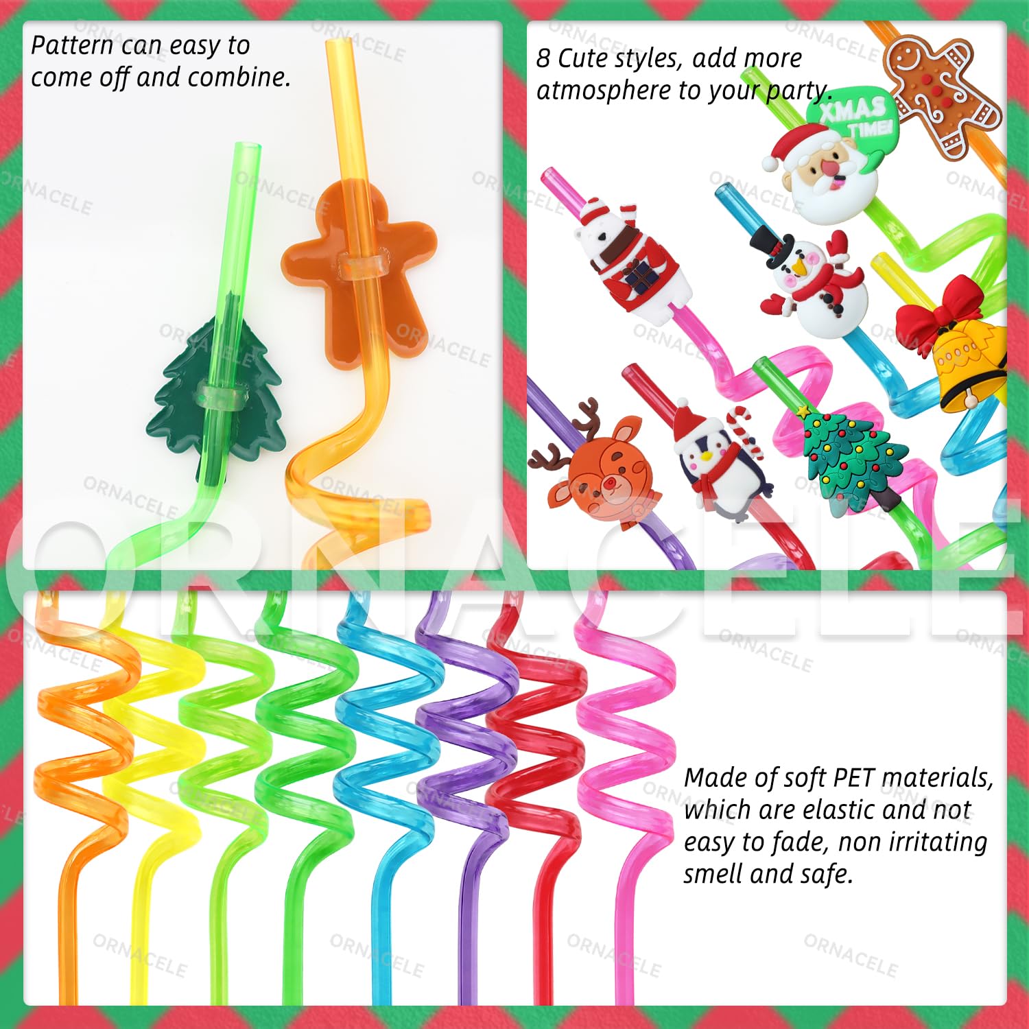 ORNACELE reindeer topper straw festive party accent for drinks.