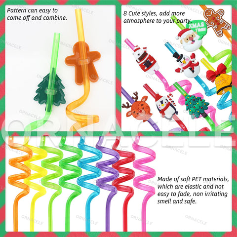 ORNACELE reindeer topper straw festive party accent for drinks.