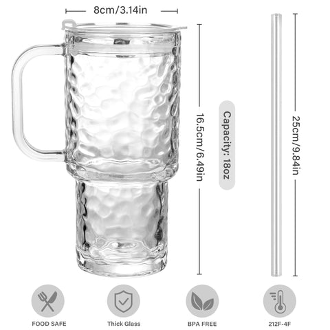 Close-up of the textured grip on the Oroklis glass tumbler for secure handling
