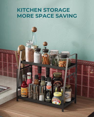 OROPY spice bottles arranged on the rack for easy access while cooking.