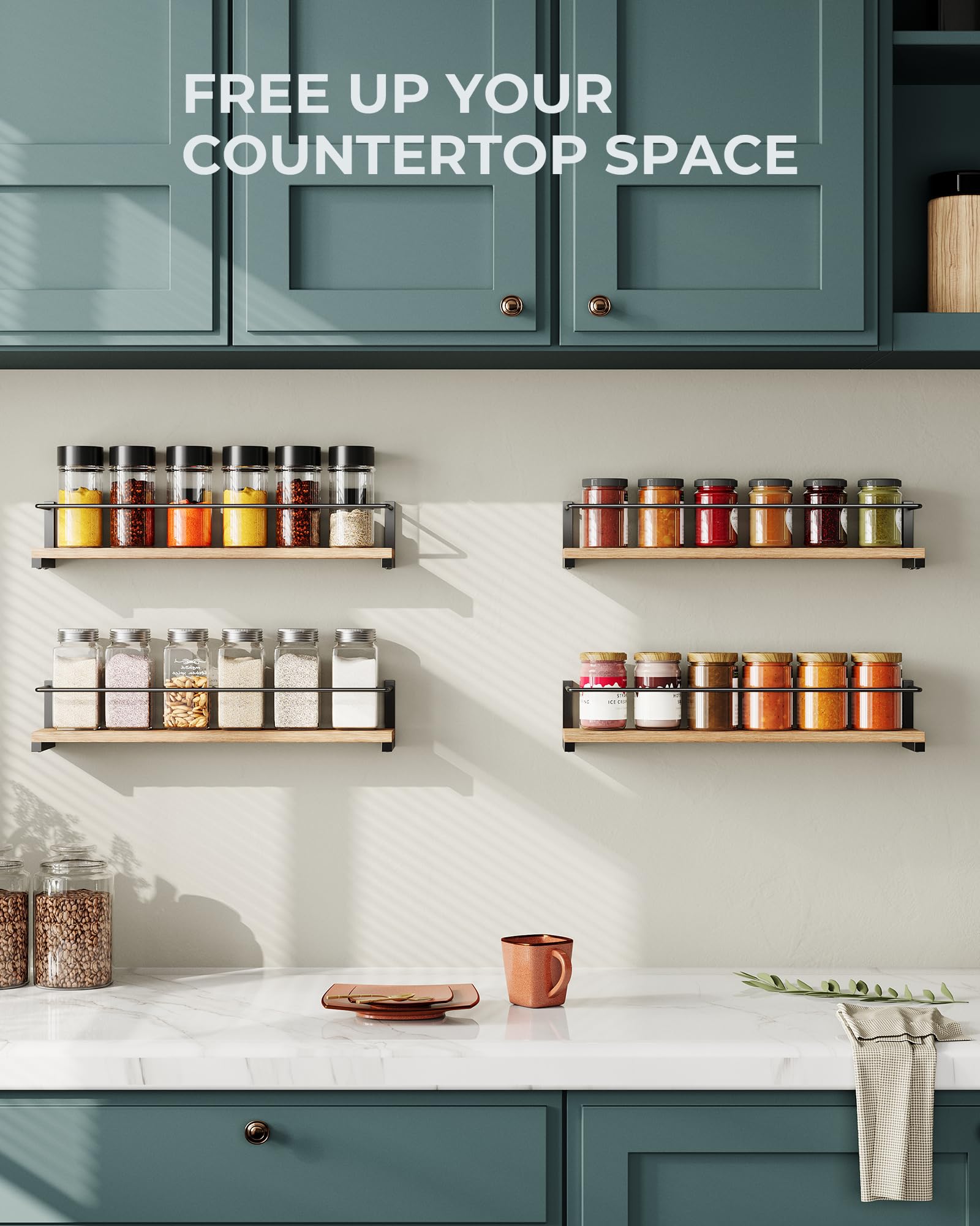 OROPY four-pack spice rack set for organized kitchen storage