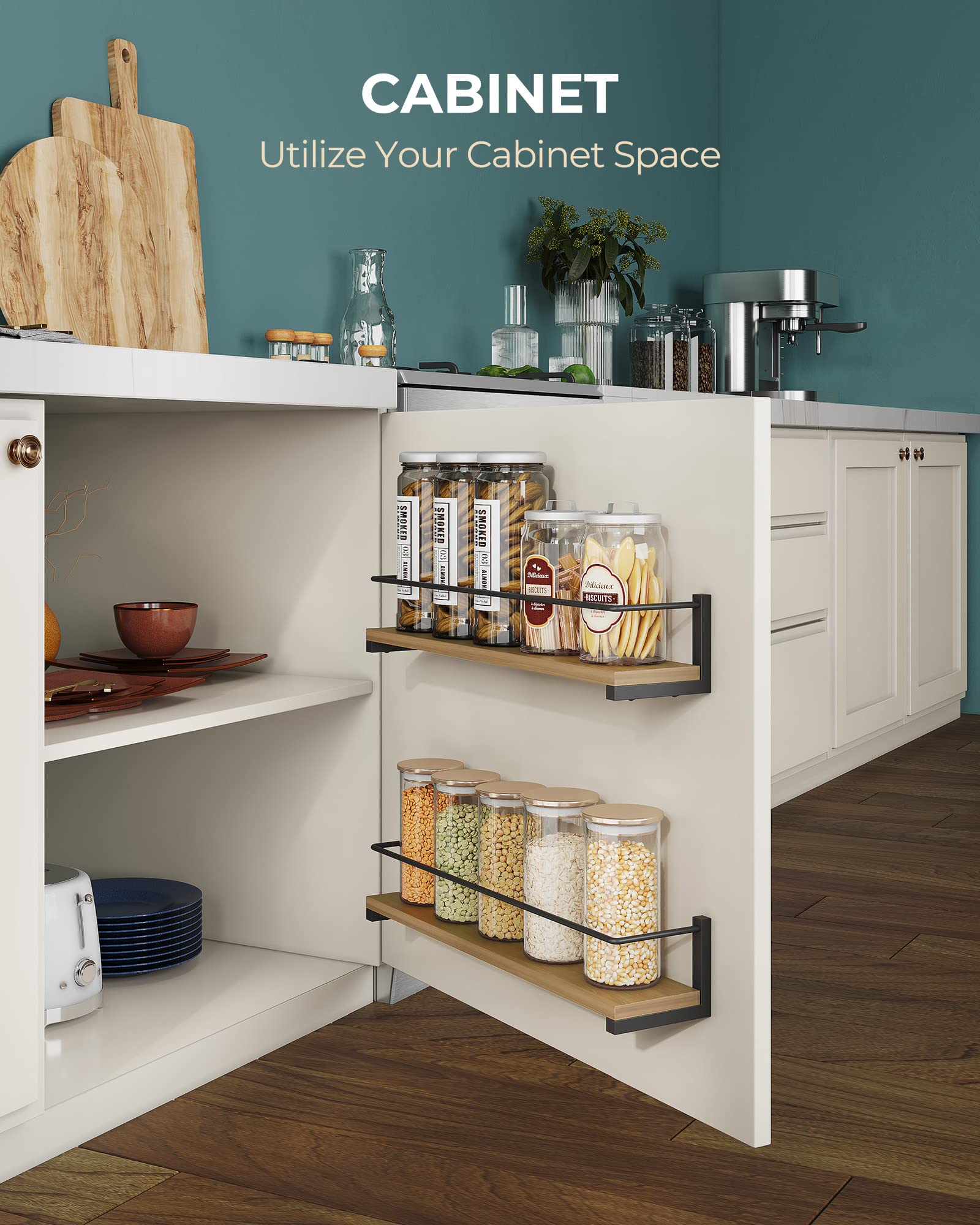 OROPY spice rack helps organize spices and condiments for quick access.