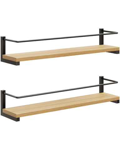 OROPY spice rack wall-mounted over stove in rustic wood keeps bottles within reach.