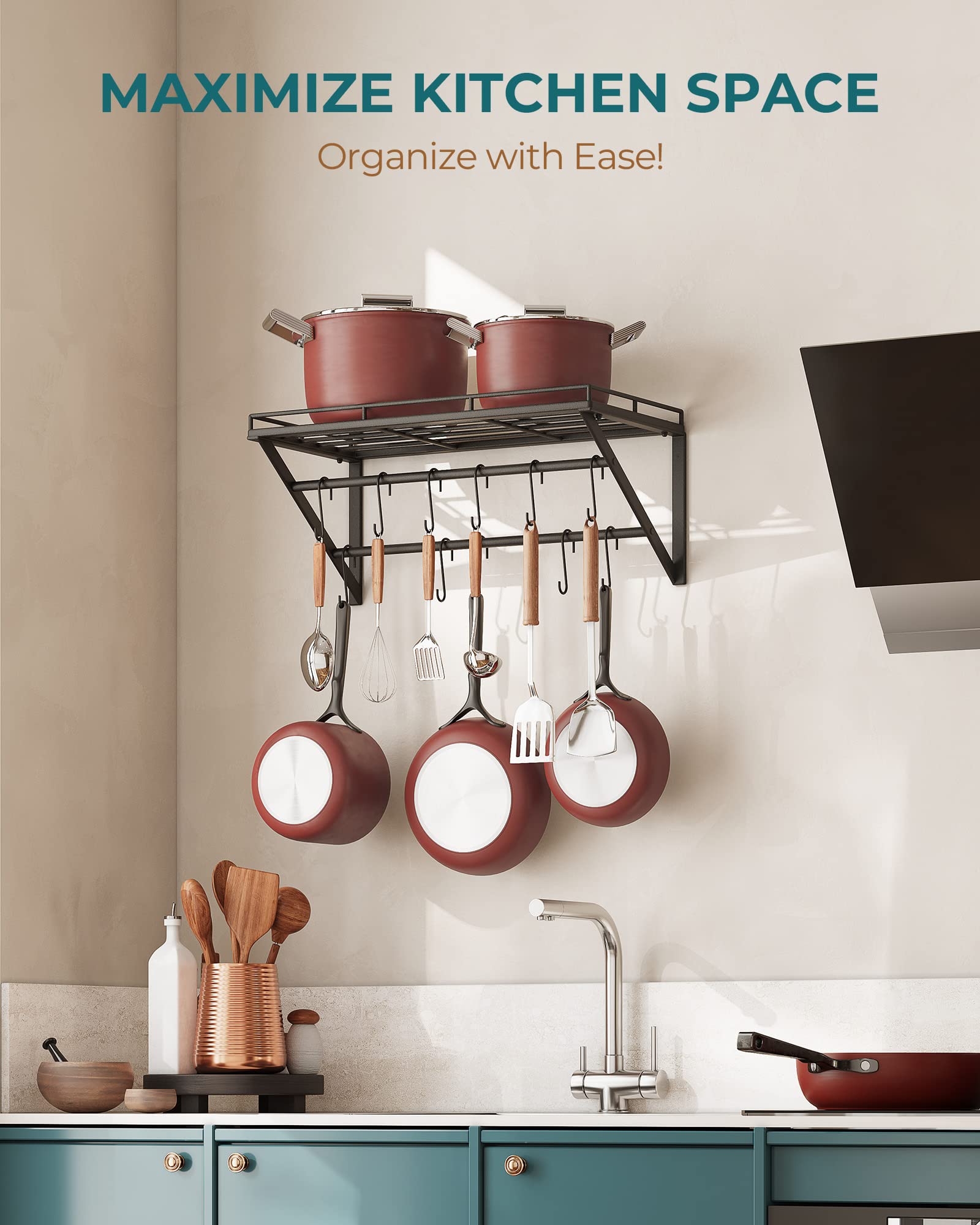 OROPY two-tier hanging rails shown for easy cookware access