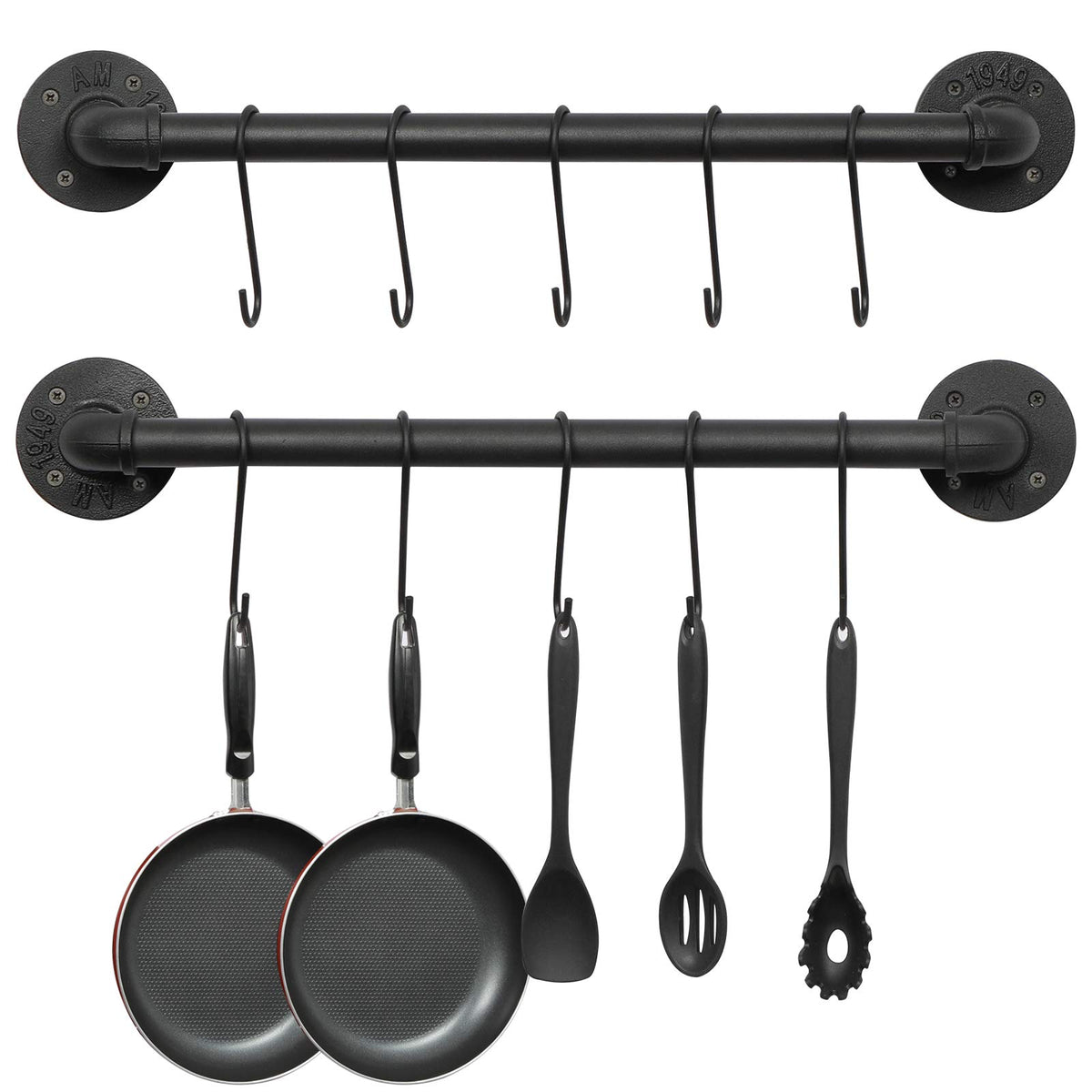 OROPY wall mounted rack set of 2 with 21-inch rails for organized cookware