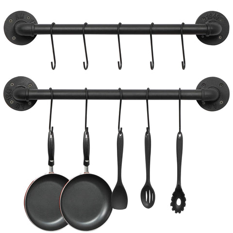 OROPY wall mounted rack set of 2 with 21-inch rails for organized cookware