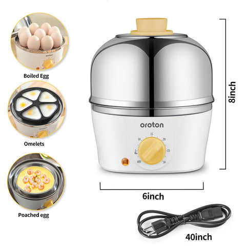 oroton egg cooker side view showcases compact design for small kitchens.