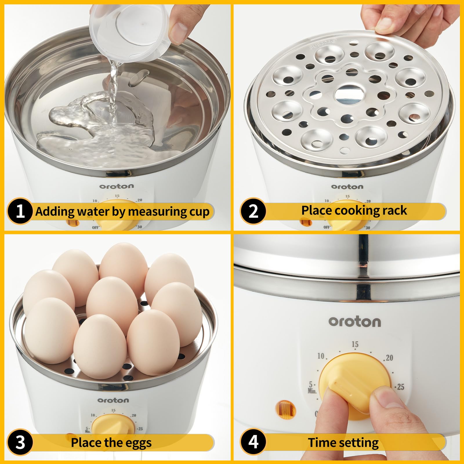 oroton measuring cup helps precise water amounts for consistent cooking.