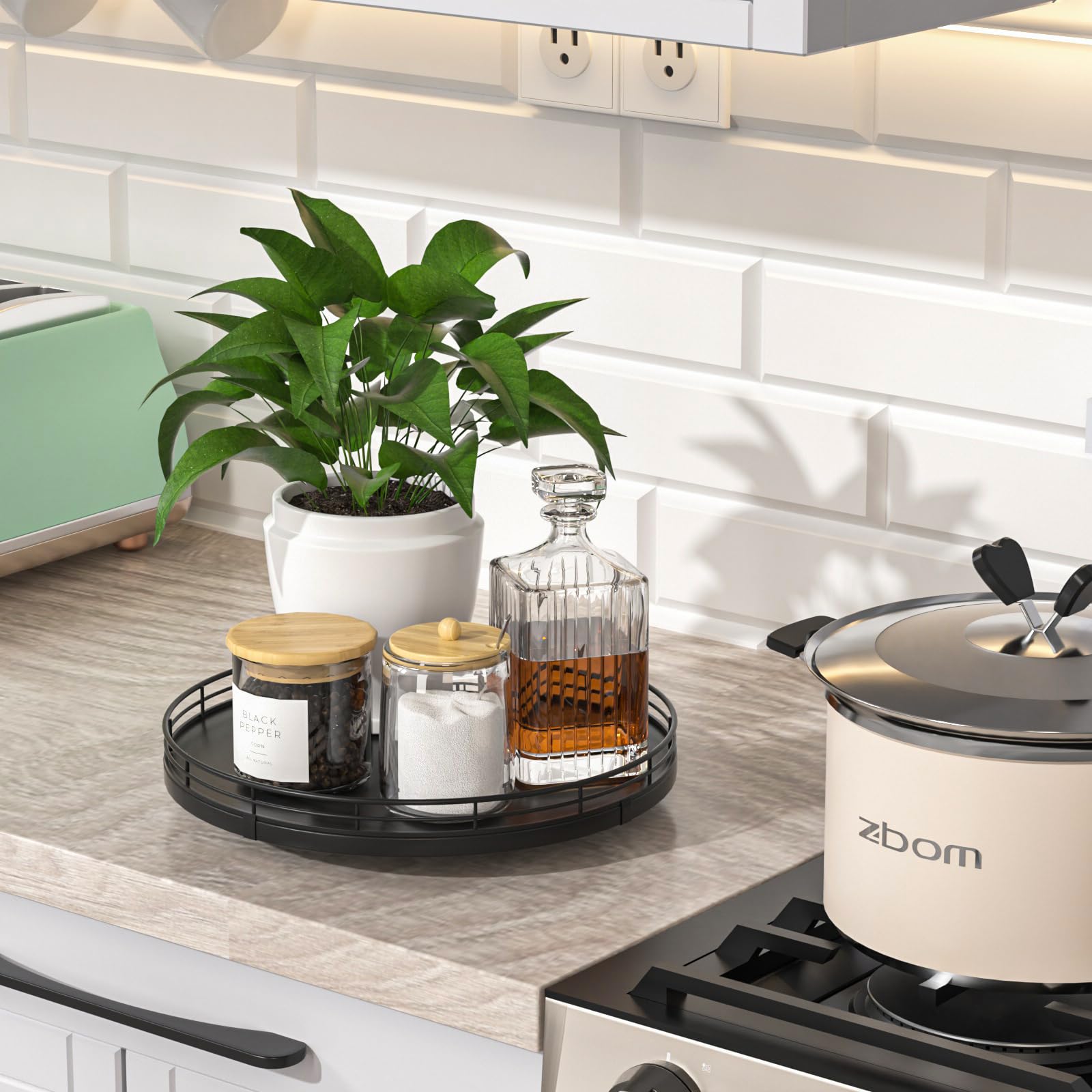 Oroyutor 10-inch oak wood lazy susan highlighting natural grain for rustic decor.