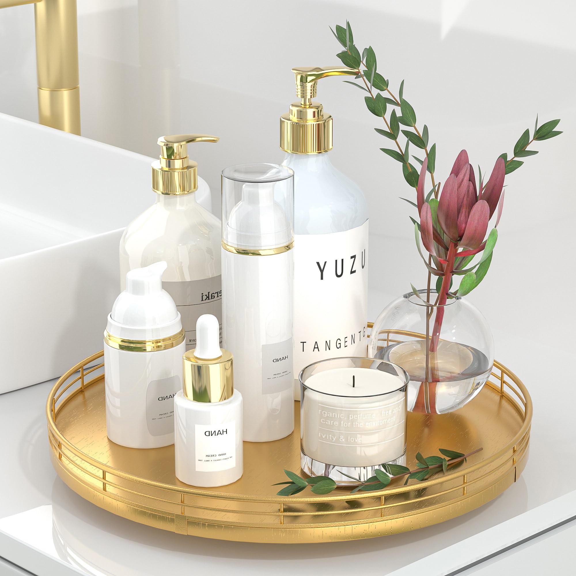 Oroyutor 12-inch gold Lazy Susan on a dining table for easy display and serving