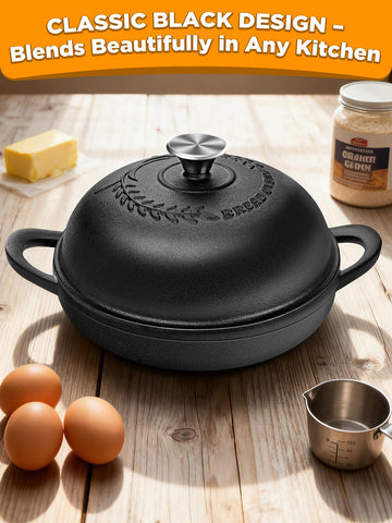 ORWIPO cool-touch handles keep hands safe during transfers from oven to counter.