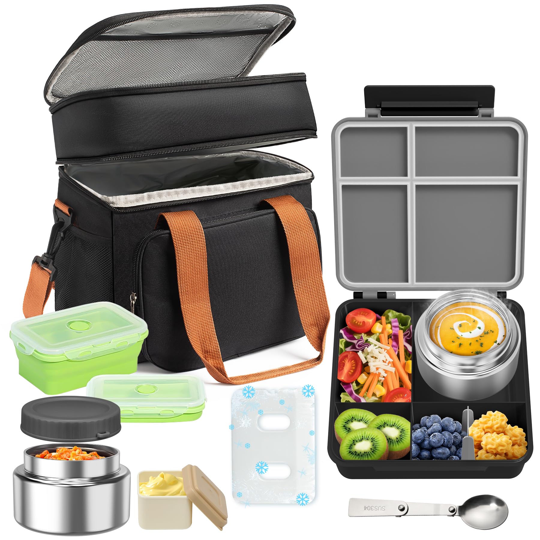 Orylia adult lunchbox with four compartments keeps meals organized for work days.
