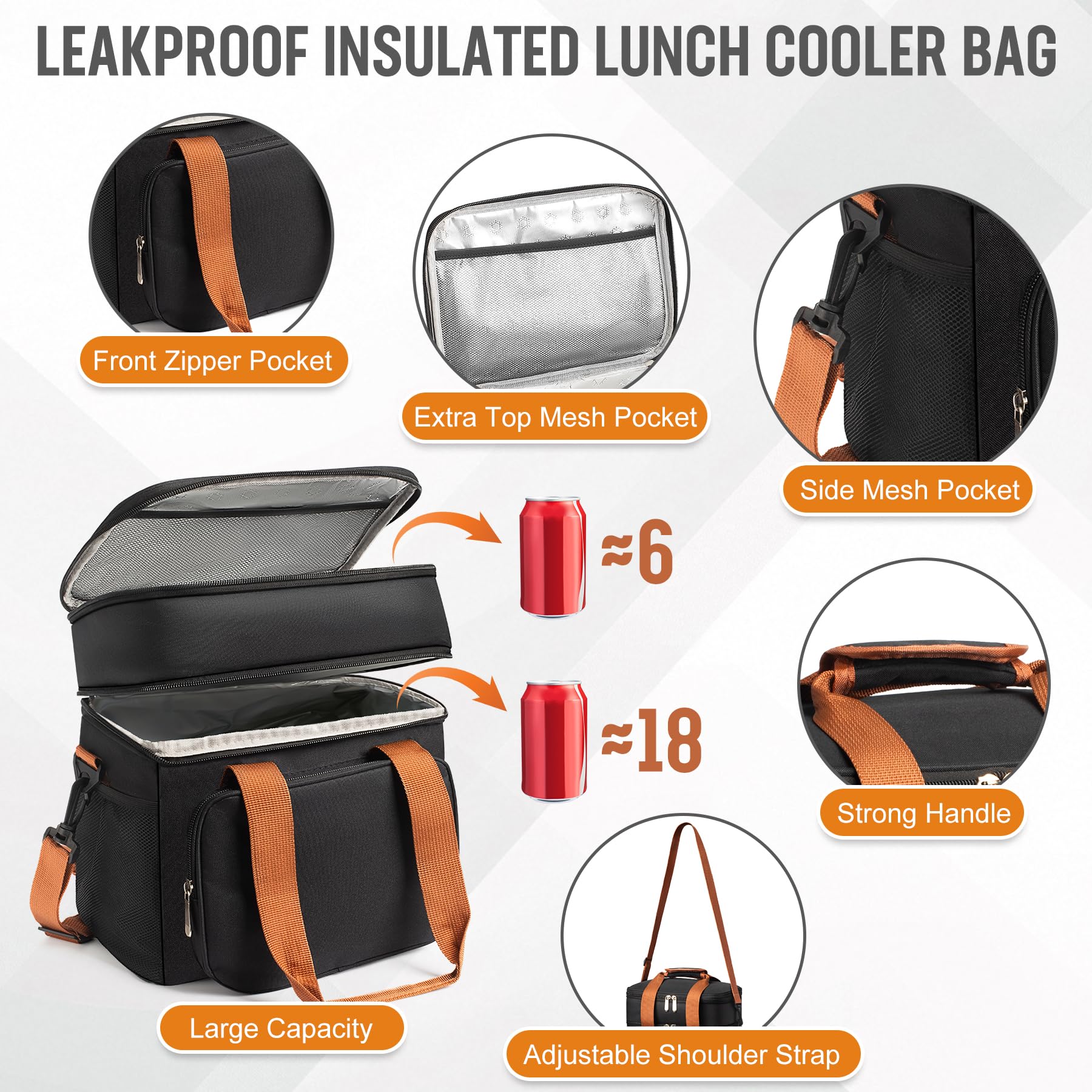 Orylia insulated lunch bag with ice pack extends cooling.