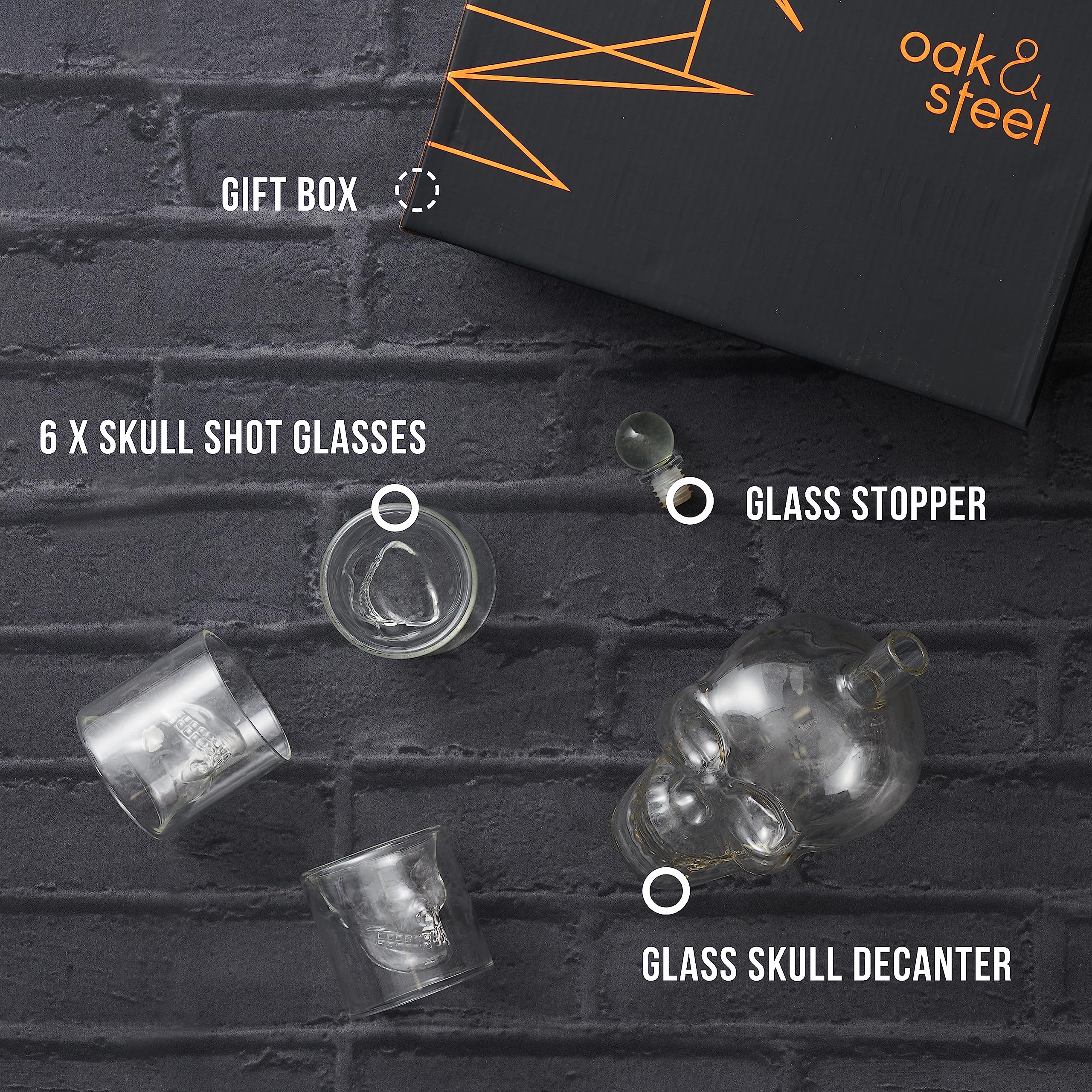 OS Oak & Steel skull bottle lid seals atmosphere and keeps beverages fresh.