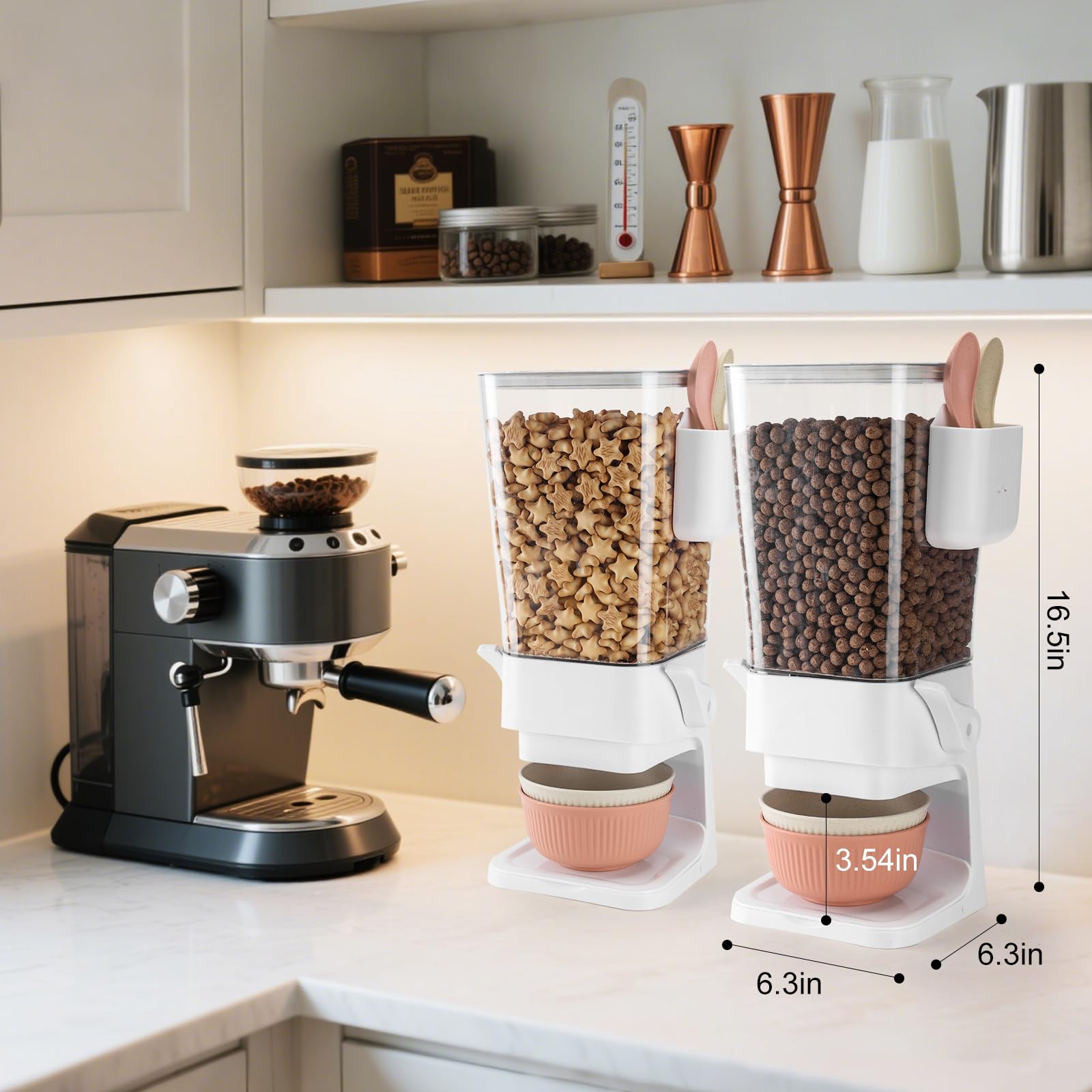 Osacoe wheat-straw bowls accompany the dispenser for eco-friendly dining.