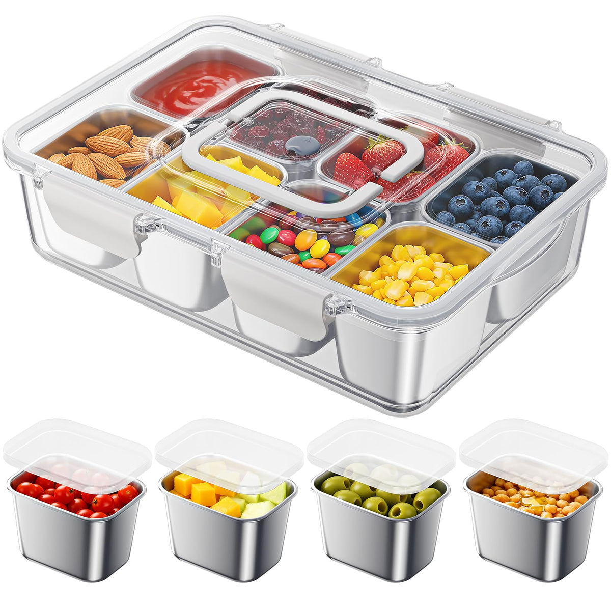 Osfel Snackle Box with eight removable cups for organized snacks on the go.