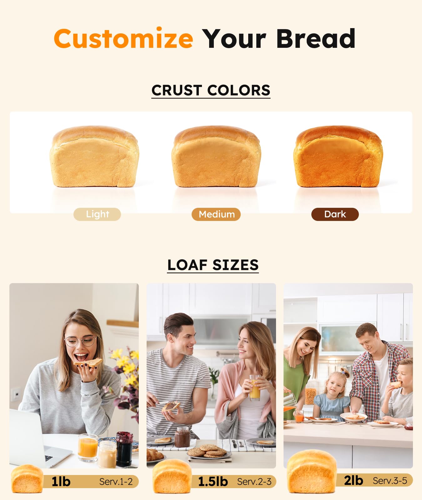 OSIPOTO 2lb loaf in bake cycle, ideal for family dinners.