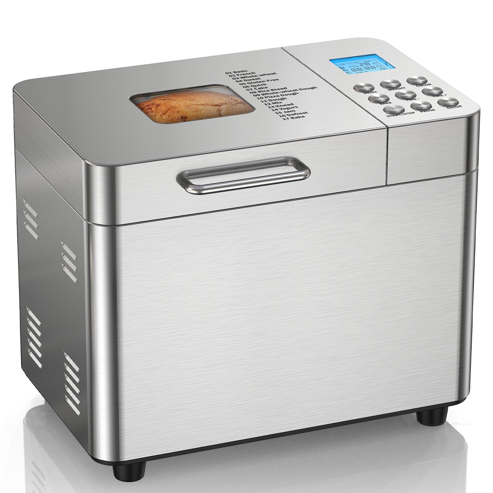 OSIPOTO bread maker exterior in brushed stainless steel, space-saving kitchen solution.