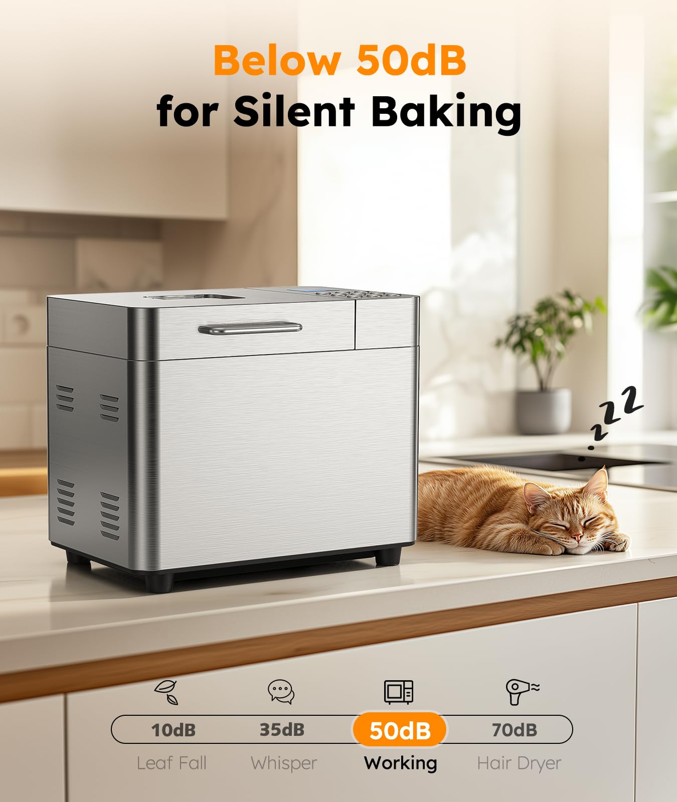 OSIPOTO bread maker operates at low noise during cycles.