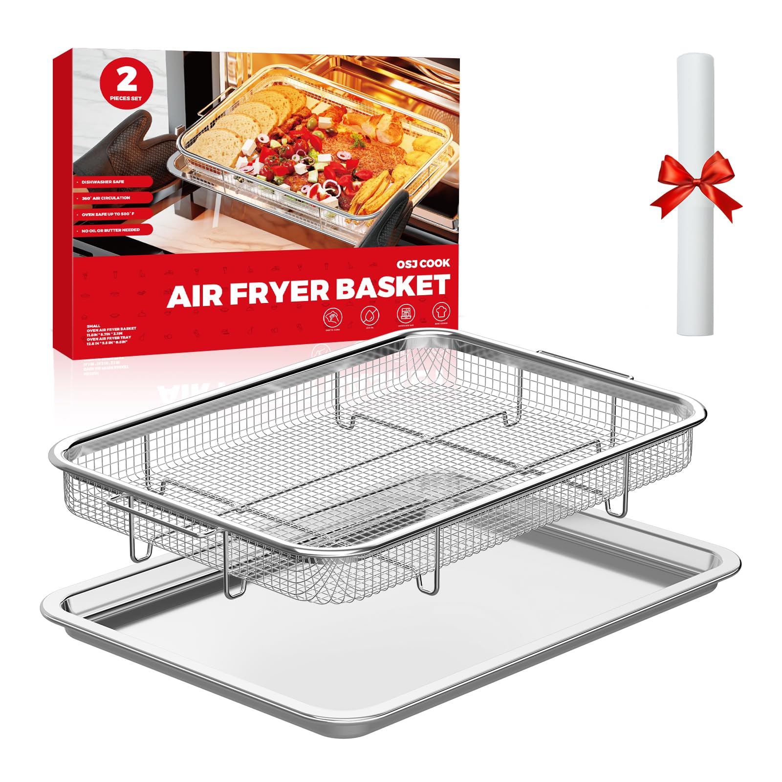 OSJ COOK air fryer basket for oven with even airflow for crispy results