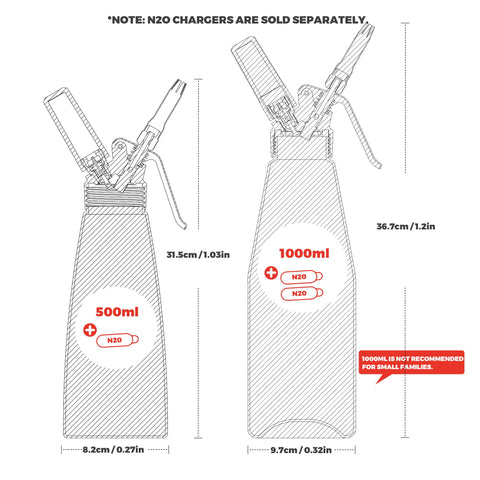 OSJ COOK whipped cream dispenser with 8 decorating nozzles for creative garnishes