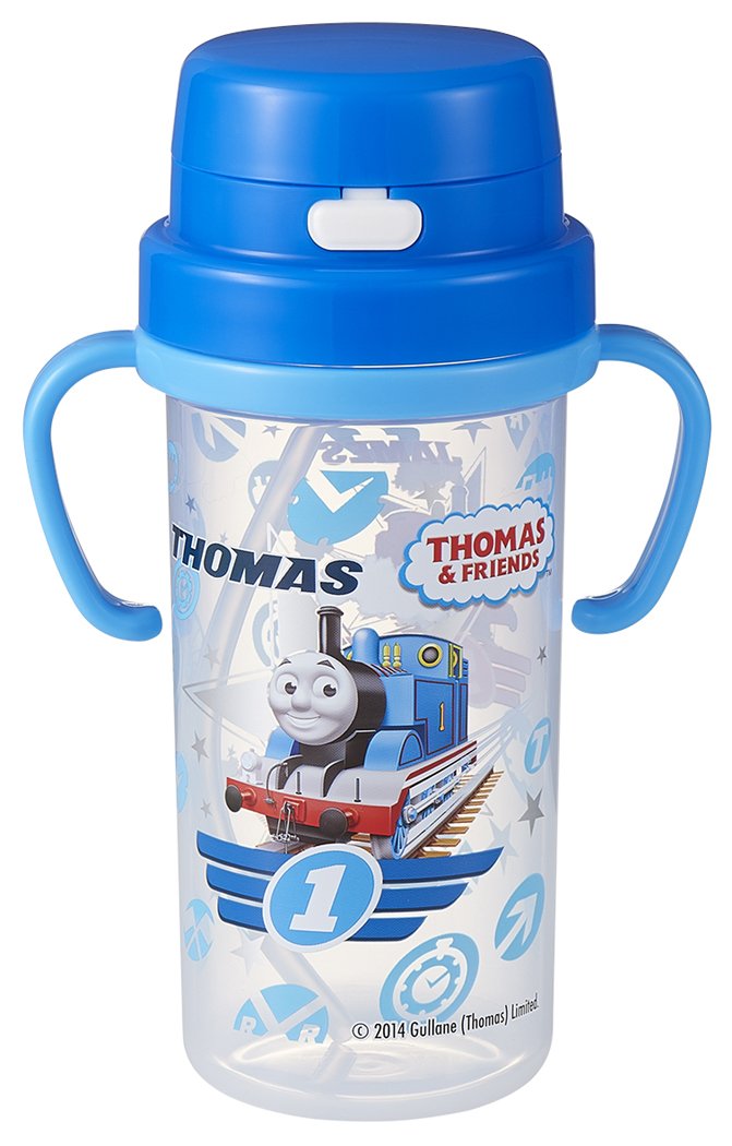 OSK Thomas clear thermos with straw and cup, front view for on-the-go kids.